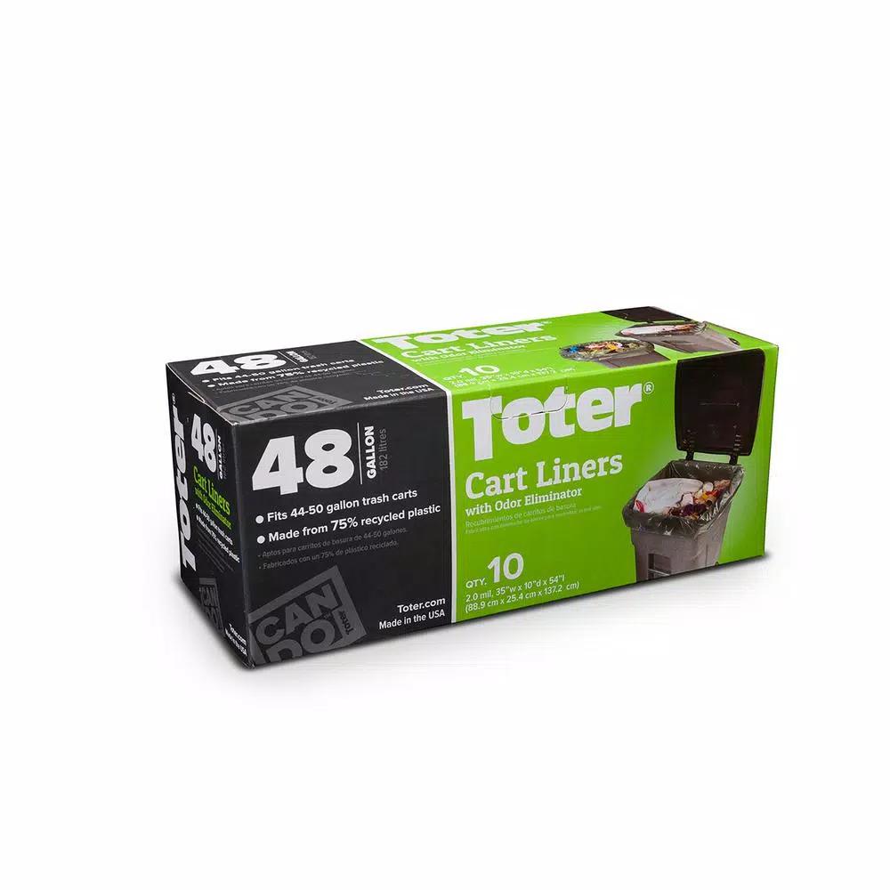 Toter 48 Gallon Trash Can Liners, 2 Mil Thick, 80 Count Case