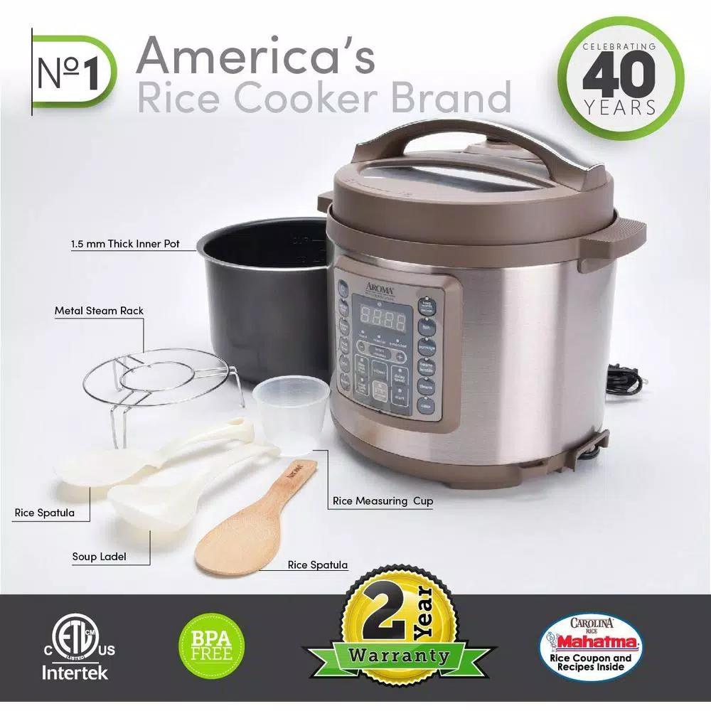 AROMA 4 Qt. Brown Electric Multi-Cooker Pressure Cooker with Aluminum Inner Pot