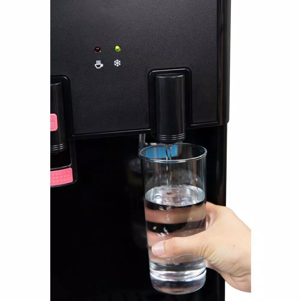 Igloo Top Loading Water Dispenser, Hot and Cold Water Cooler in Black and Stainless Steel