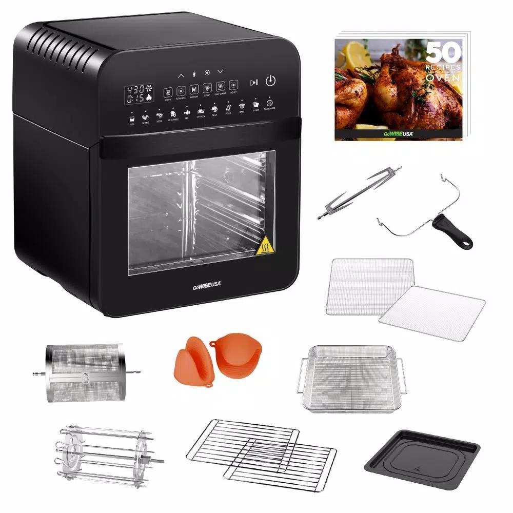 GoWISE USA Go WISE 12.7 Qt. Air Fryer Oven with Rotisserie, Dehydrator & 11 Presets, 1600W, Black