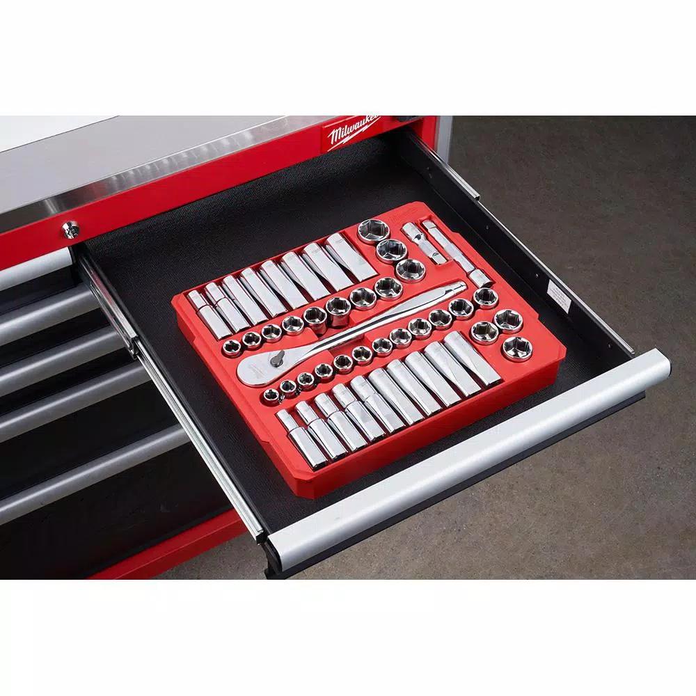 Milwaukee 62-Piece 1/2 in. Drive SAE/Metric Ratchet, Socket, and Ratcheting Wrench Set