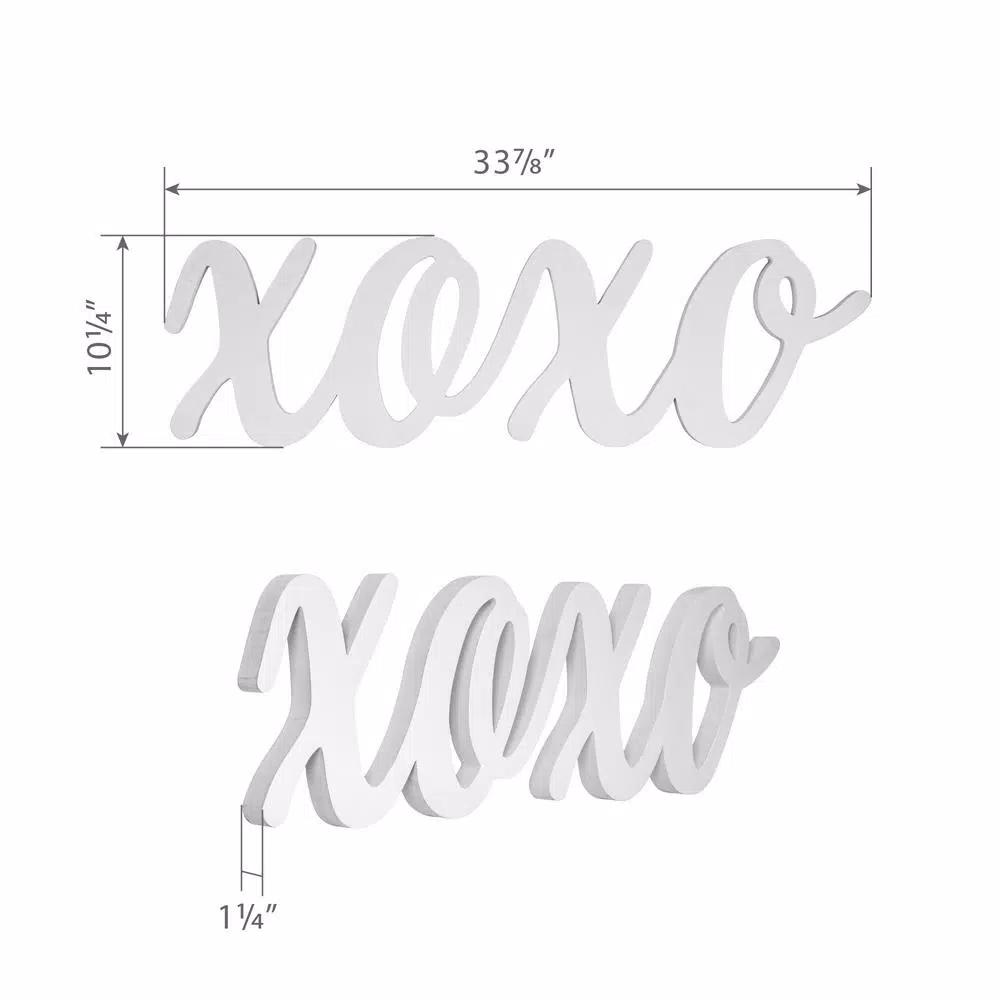 Pinnacle Script XOXO White Wood Decorative Sign - Large Handcrafted Farmhouse Wall Decor