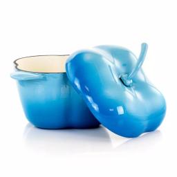 MegaChef 3 Qt. Pepper Shaped Enameled Cast Iron Casserole Dish, Blue thumbnail 2