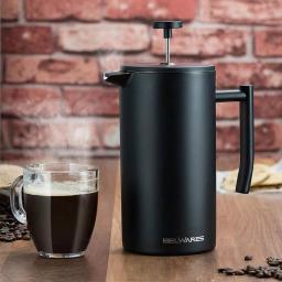 Belwares 34 oz. Black Stainless Steel French Press Coffee Maker thumbnail 2