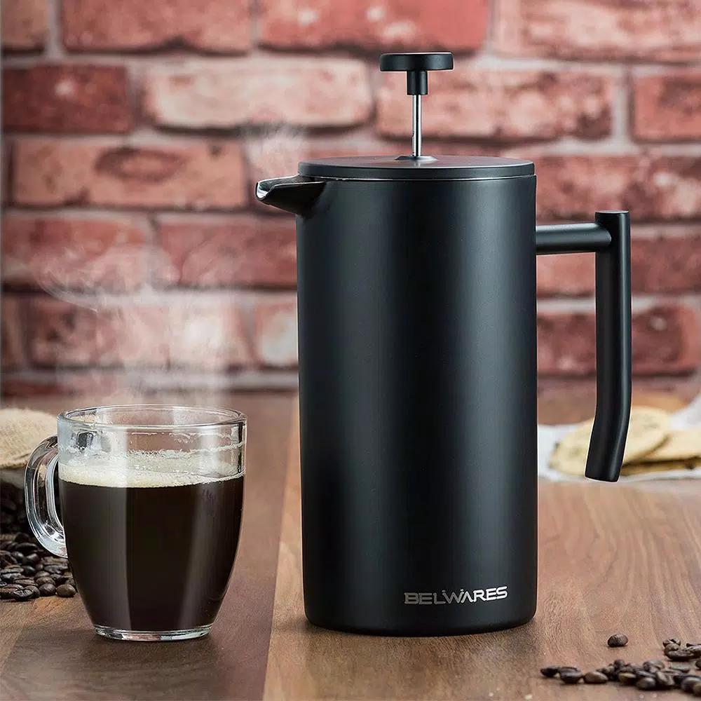 Belwares 34 oz. Black Stainless Steel French Press Coffee Maker