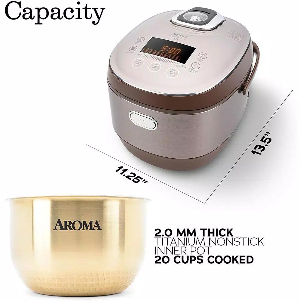 Aroma 5 Qt. Champagne Electric Multi-Cooker with Induction Heating and Ceramic Pot