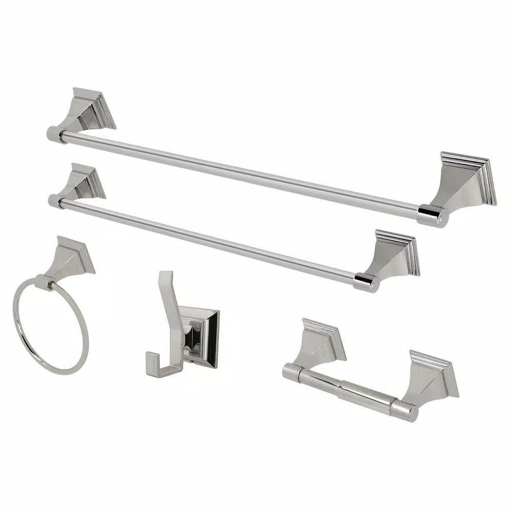 Kingston Brass Monarch 5-Piece Bathroom Accessory Set, Polished Nickel