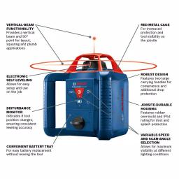 Bosch GRL800-20HVK Self-Leveling Rotary Laser Level Kit, 800 ft. Range, Reconditioned thumbnail 4