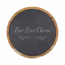 Cathy's Concepts Live Love Cheese 5-Piece Acacia Wood and Natural Slate Cheese Board Set with Utensils thumbnail 5