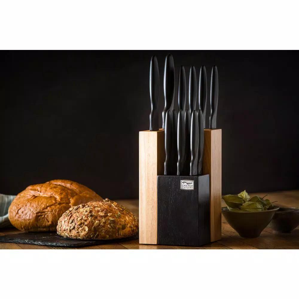 Chicago Cutlery ProHold 14-Piece Coated Knife Set with Wood Block and Sharpening Steel