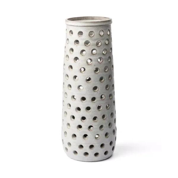 Mercana Canasta Large Handmade Ceramic Table Vase - Rustic Off White Cylinder