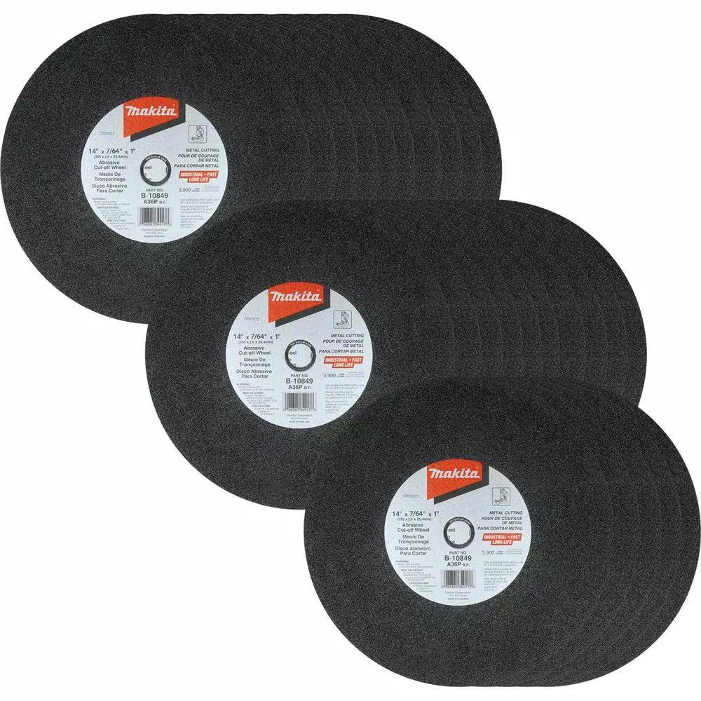 Makita 14 in. x 7/64 in. x 1 in. Abrasive Cut-Off Wheels, Aluminum Oxide (25-Pack)