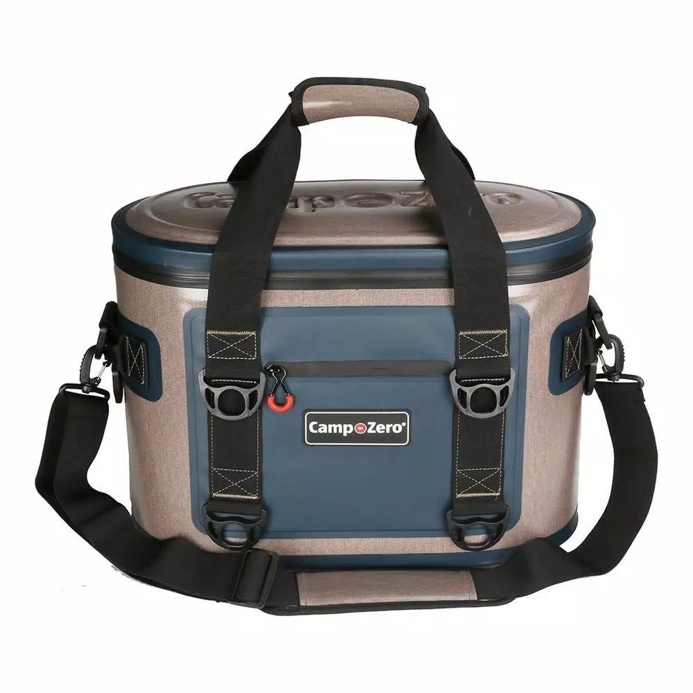 Camp-Zero 17.6 Qt. Soft Side Cooler, 30-Can Capacity, Beige and Blue