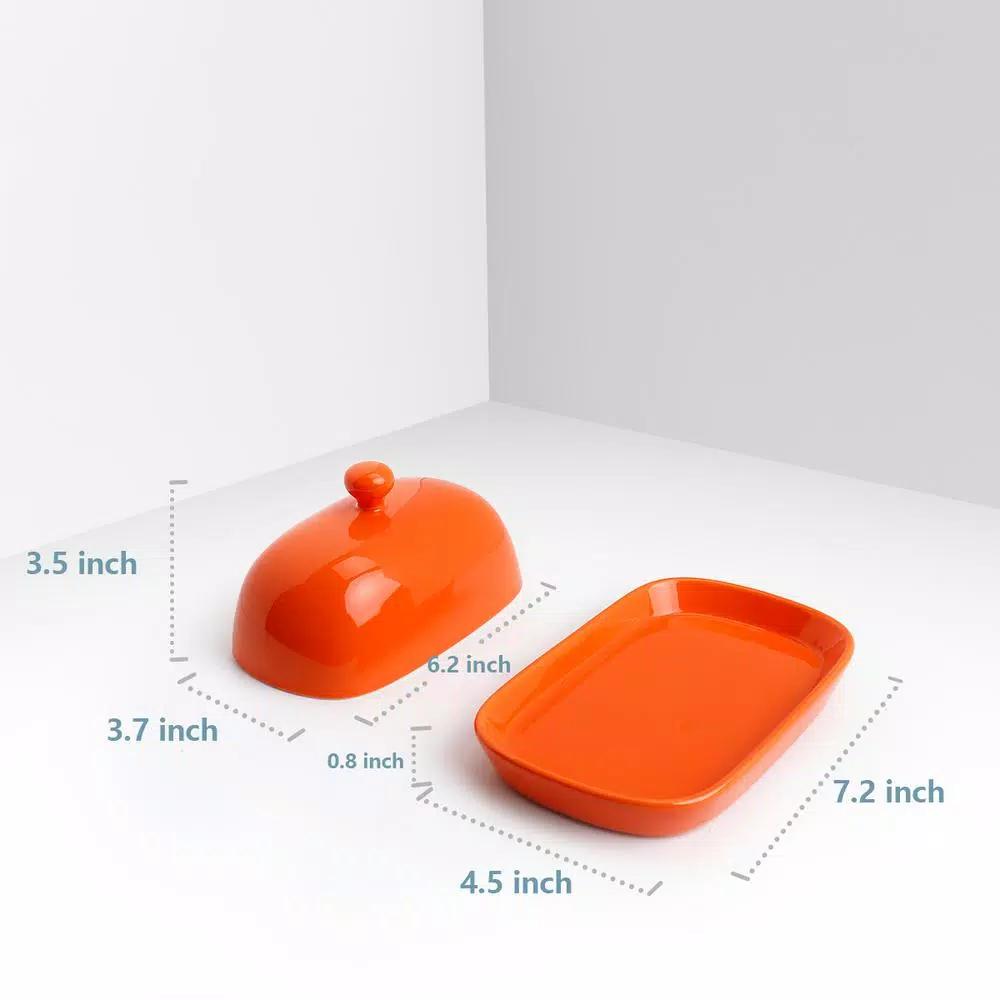 Sweese Porcelain Cute Butter Dish with Lid - Orange, 1 Piece