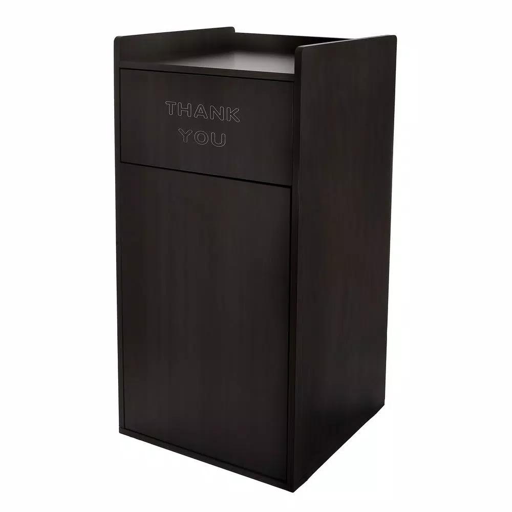 Alpine Industries 40 Gal. Black Wood Commercial Tray Top Waste Enclosure Trash Receptacle