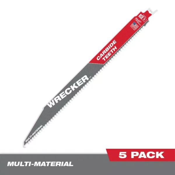 Milwaukee 12 in. WRECKER Carbide Teeth Reciprocating Saw Blade, 6 TPI, 5-Pack