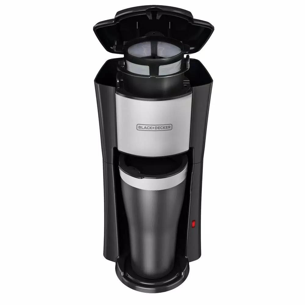 BLACK+DECKER Single Serve Drip Coffee Maker with 16 oz. Travel Mug, Black