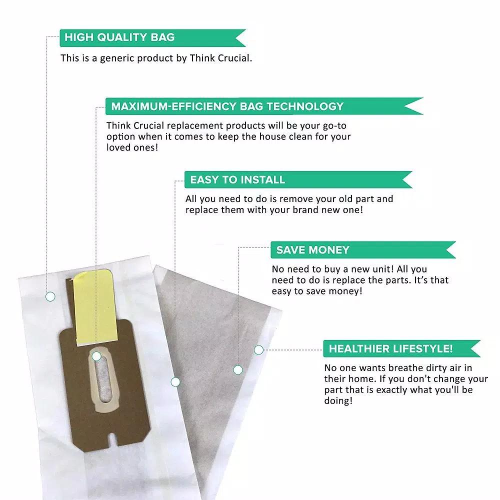 Think Crucial 16-Pack Replacement Vacuum Bags Compatible with Oreck Type CC and XL, Replaces CCPK8 & CCPK8DW