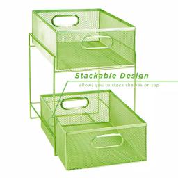 MIND READER 2-Tier Metal Mesh Utensil Caddy & Organizer, Green thumbnail 4