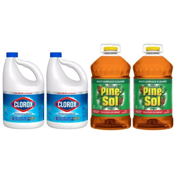 Clorox Disinfecting Bleach and Pine-Sol Original Multi-Surface Cleaner Bundle, 4-Pack