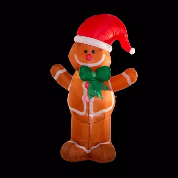 Glitzhome 8 ft. Lighted Inflatable Gingerbread Man Christmas Decor with LED Lights