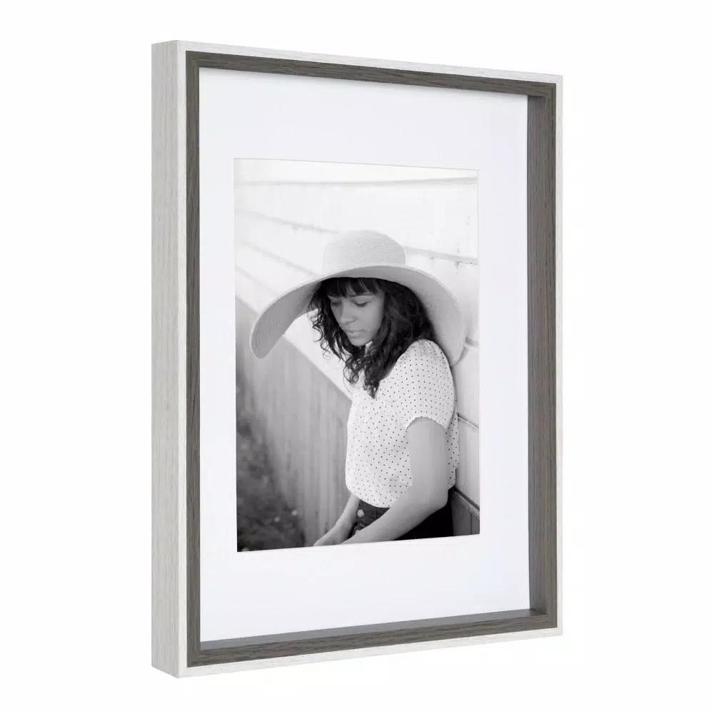 Kate and Laurel Gibson 11 x 14 in. Gallery Wall Picture Frame Set, Matted to 8 x 10 in., Gray and White (Set of 4)