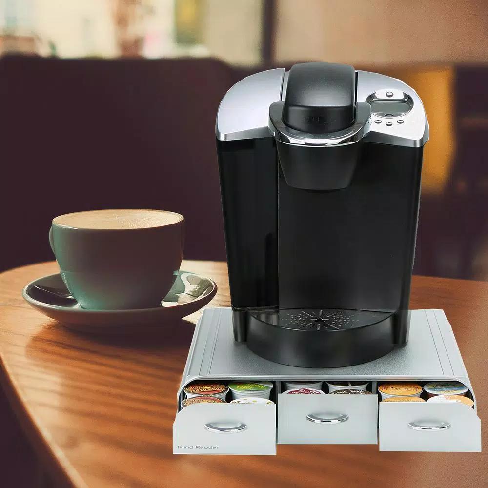 Mind Reader 36 Capacity Single Serve Coffee Pod Holder Drawer, Silver - Compatible with Keurig, Dolce Gusto, CBTL & Verismo