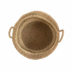 Zentique Hand Woven Seagrass and Palm Leaf Striped Medium Basket with Handles thumbnail 3