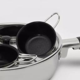 ExcelSteel 4-Cup 18/10 Stainless Steel Egg Poacher with Silicone Grip and Tempered Glass Lid thumbnail 3