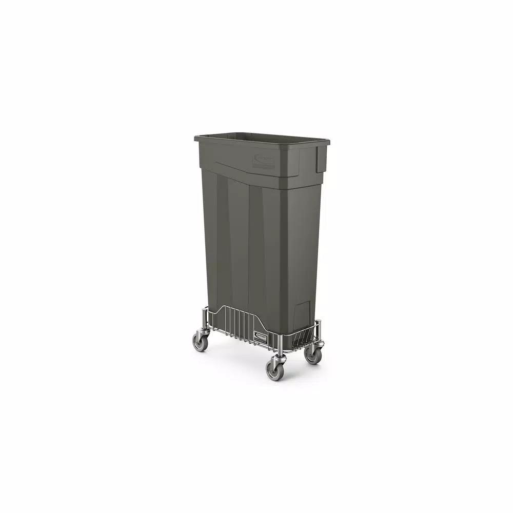 Suncast Commercial Slim Stainless Steel Trash Can Dolly