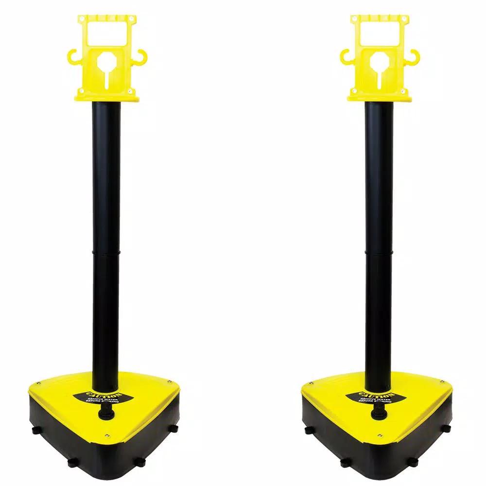 Mr. Chain M R Products X-Treme Duty Industrial Stanchion, Yellow/Black (2-Pack)