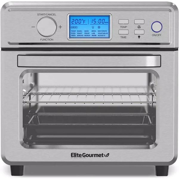 Maximatic Elite Gourmet 21L Digital Air Fryer Oven, 1700W Stainless Steel Multi-Function Oven