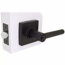 Defiant Highland Matte Black Keyed Entry Door Lever with Square Rose thumbnail 3