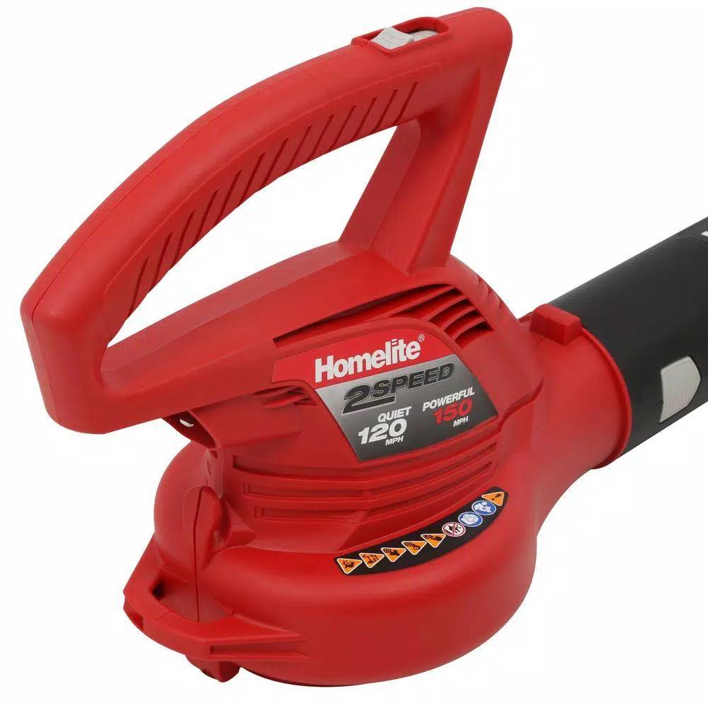 Homelite 7 Amp Electric Handheld Leaf Blower and Sweeper, 150 MPH, 233 CFM