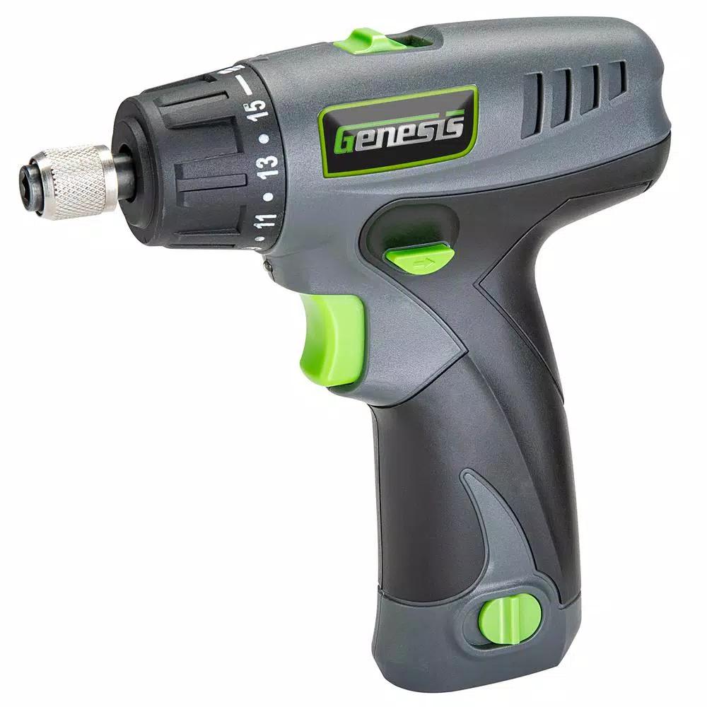 Genesis 8V Lithium-Ion Cordless 2-Speed Screwdriver Kit with LED Light and 8 Bits