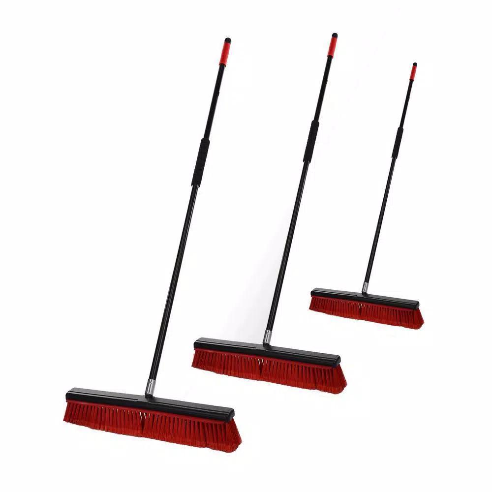 Alpine Industries 18 in. 2-in-1 Squeegee Push Broom, Red (3-Pack)