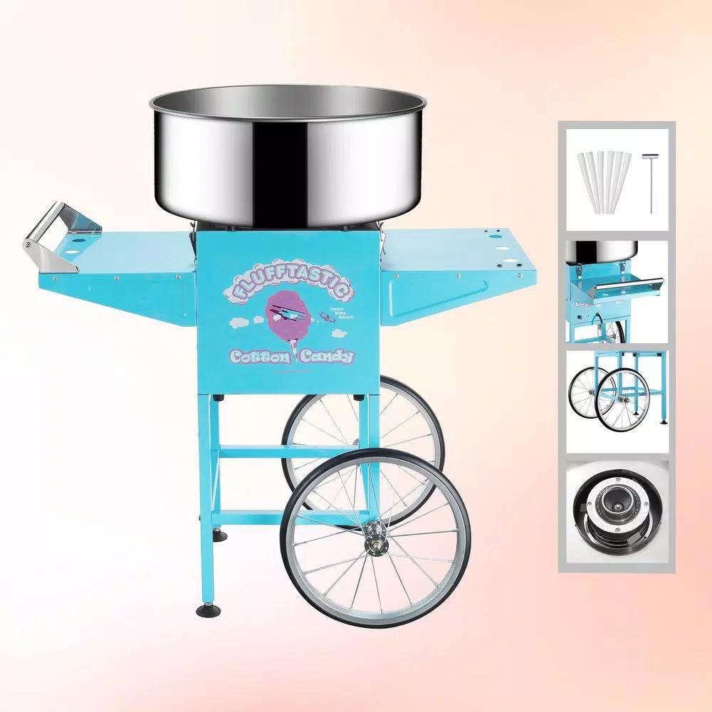 Great Northern Popcorn Flufftastic Cotton Candy Machine and Cart - 1000W, Blue