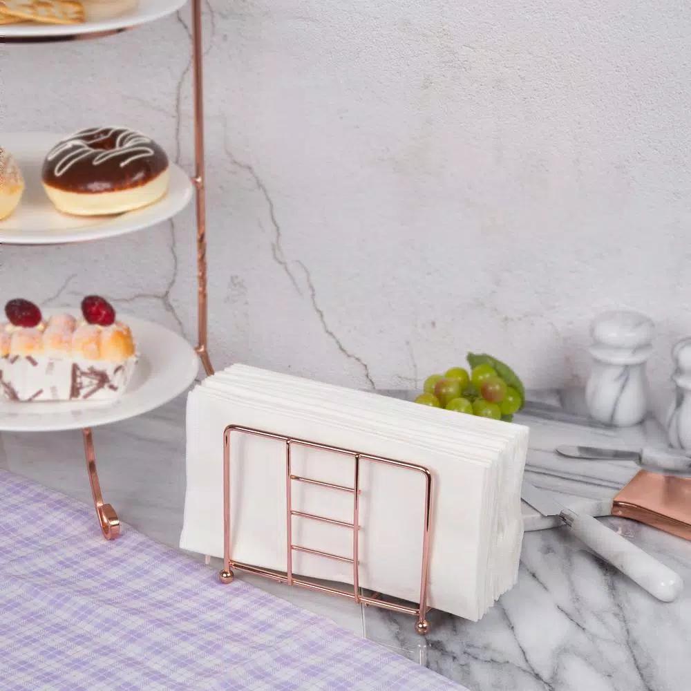 Creative Home Copper Plated Iron Napkin Holder, Elegant Metal Tissue Dispenser for Kitchen and Dining Table