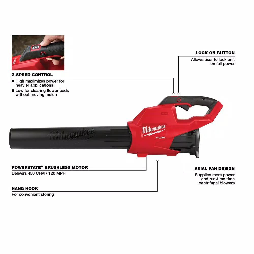Milwaukee M18 FUEL 18V Cordless Handheld Blower (2-Pack) - 450 CFM, 120 MPH