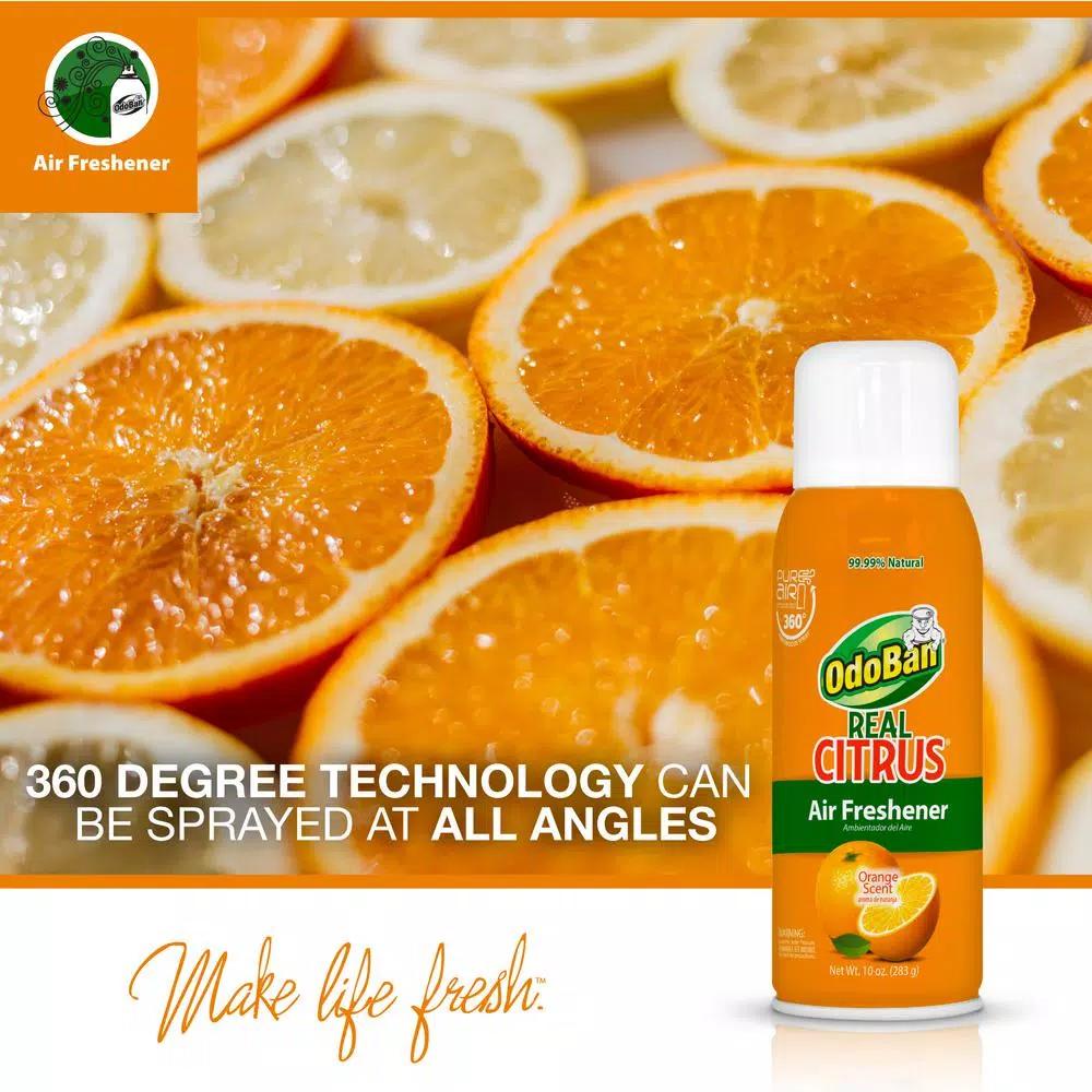 OdoBan Real Citrus Air Freshener Spray, Invigorating Orange, 10 oz.