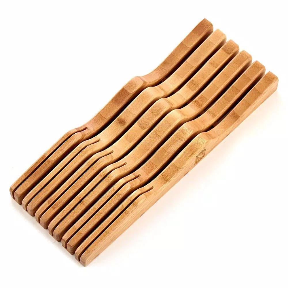 Cook N Home 11-Slot Bamboo In-Drawer Knife Storage Block Organizer