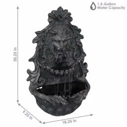 Sunnydaze Decor 30 in. Stoic Courage Lion Head Solar Wall Fountain with Battery Backup thumbnail 3
