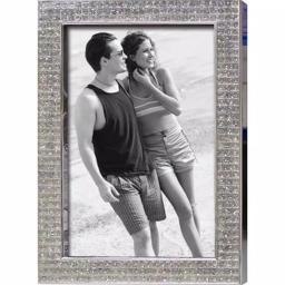 Heim Concept Chrome Plated 4x6 Inch Bling Border Metal Photo Frame, Silver thumbnail 1