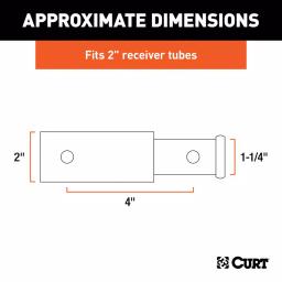 CURT Receiver Tube Adapter, 2" to 1-1/4" Shank, 4" Extension, 3,500 lbs. GTW thumbnail 4