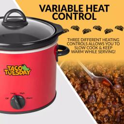 Taco Tuesday 4 Qt. Slow Cooker with Cool-Touch Handles, Red thumbnail 8