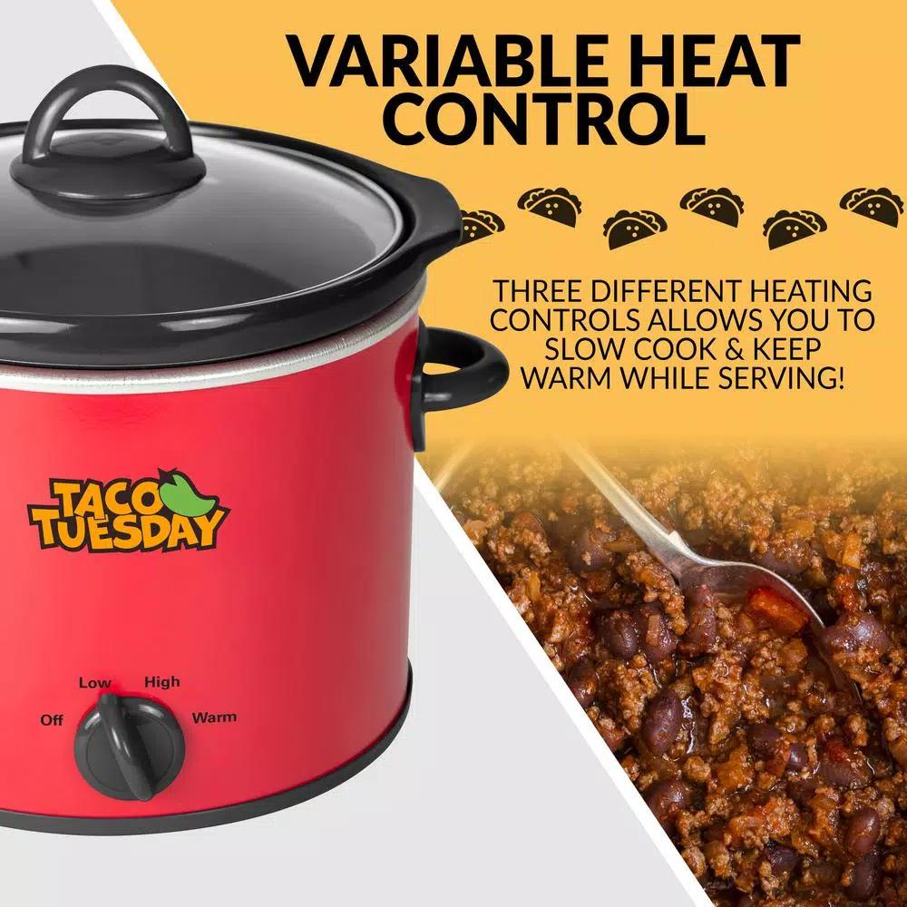 Taco Tuesday 4 Qt. Slow Cooker with Cool-Touch Handles, Red