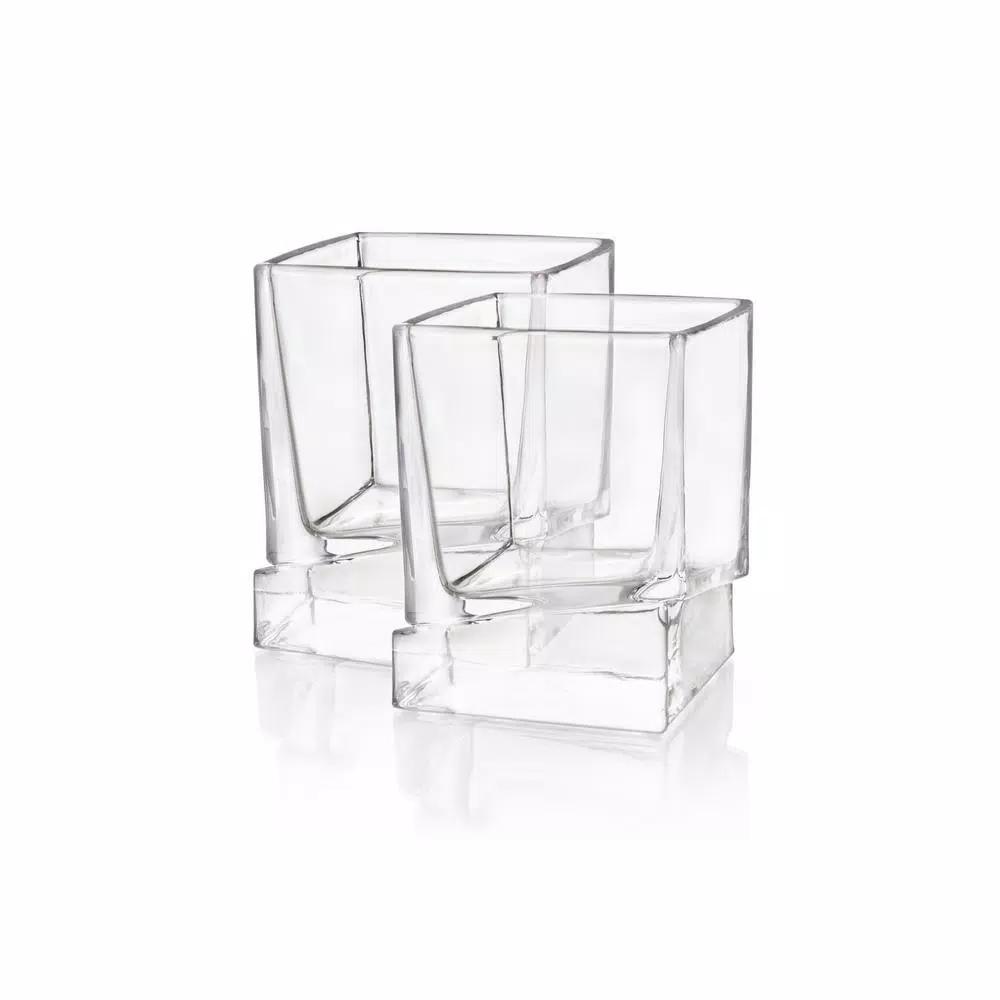 JoyJolt Carre Square 10 oz. Whiskey Glasses, Set of 4