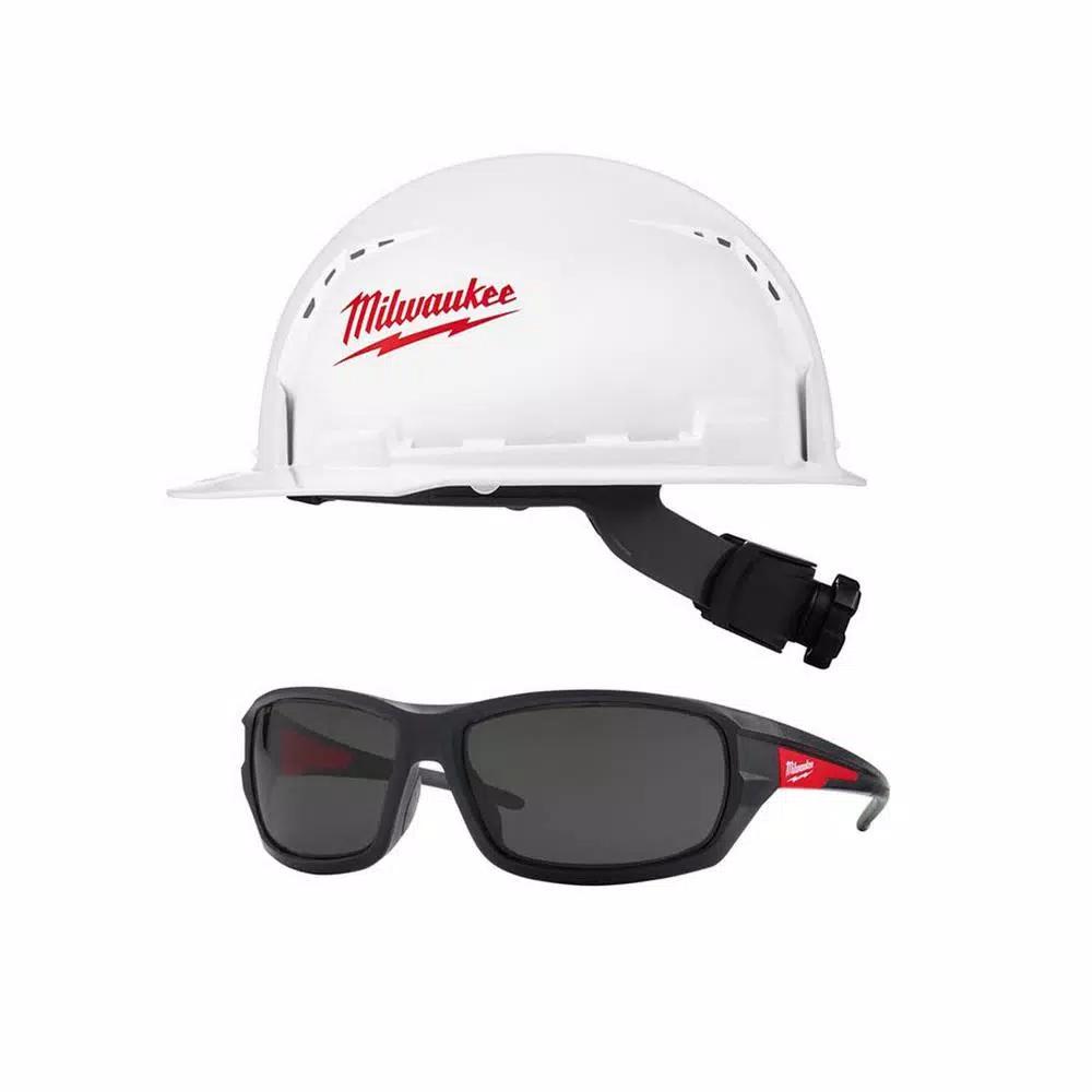 Milwaukee BOLT White Type 1 Class C Vented Hard Hat with Performance Tinted Safety Glasses Set