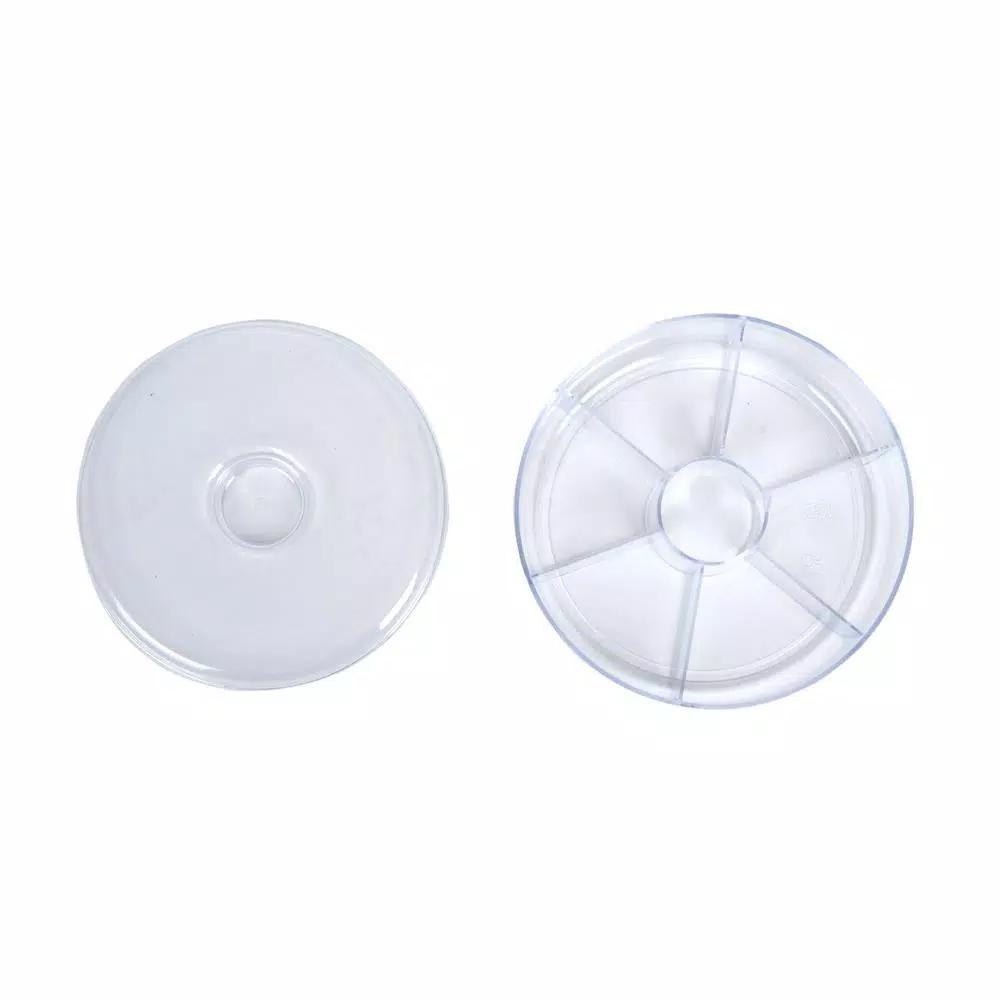 Mind Reader Clear Acrylic 6-Compartment Tea Bag Organizer with Lid, Round Pantry Storage Container