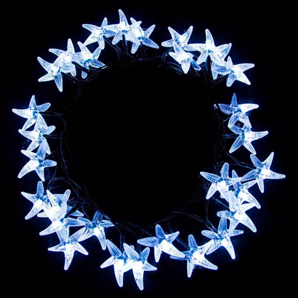 ALEKO 30-Light LED White Starfish Solar String Lights, 18.5 ft. Outdoor Specialty Lights